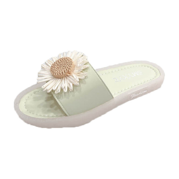 Papuci casual dama cu talpa plata si floare