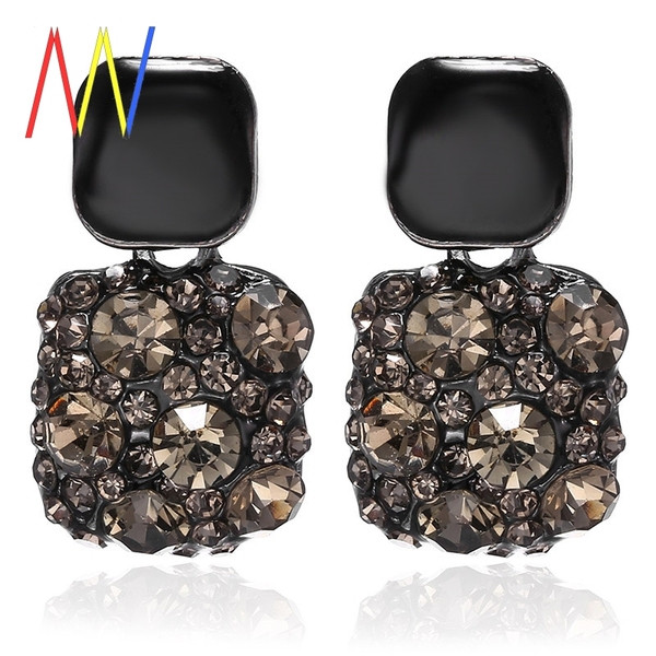 Cercei pătrați de damă negre cu pietre