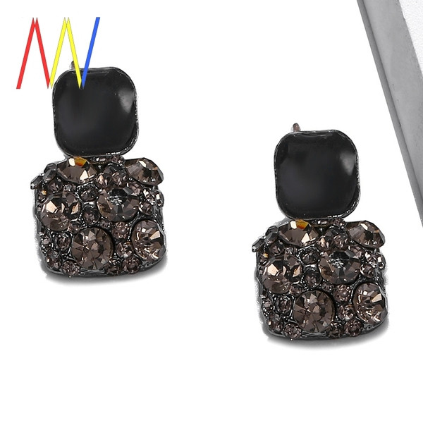 Cercei pătrați de damă negre cu pietre