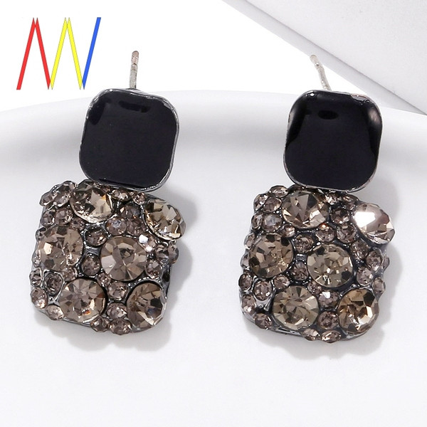 Cercei pătrați de damă negre cu pietre