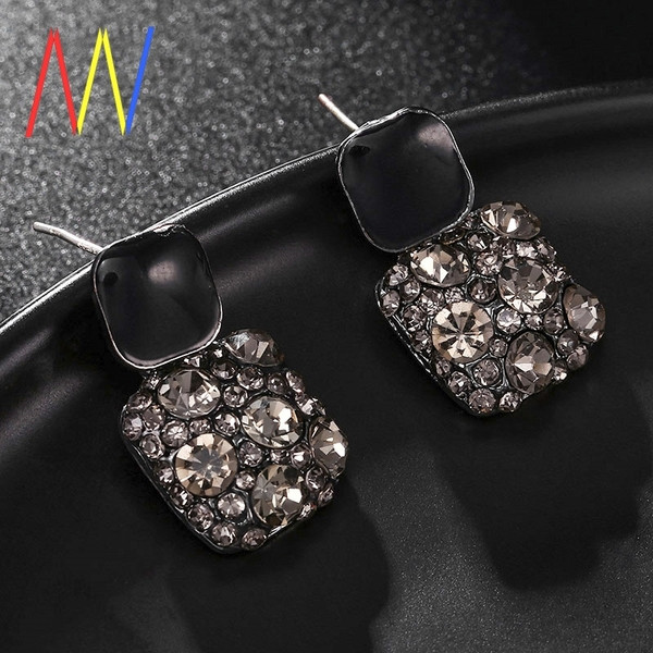 Cercei pătrați de damă negre cu pietre