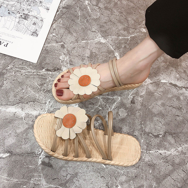 Papuci de dama cu element 3D potriviti pentru plaja