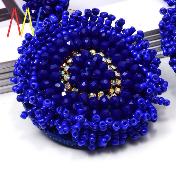 Cercei rotunzi de dama albastri cu margele