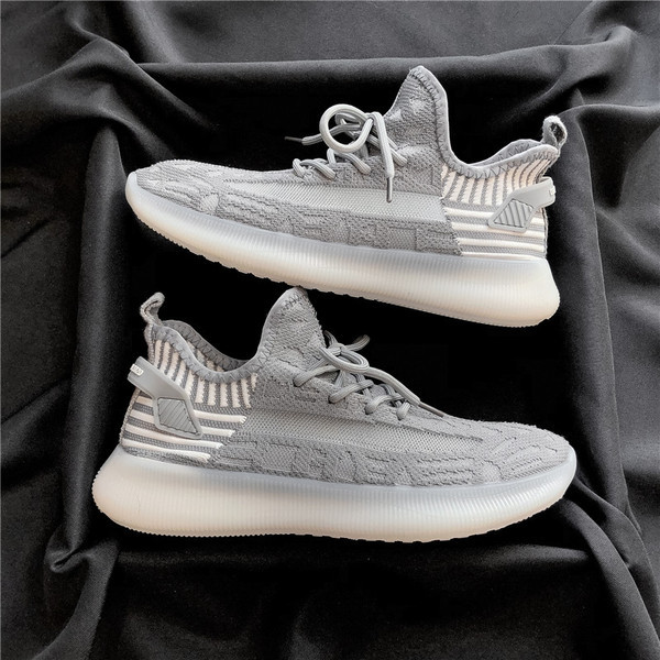 Adidași pentru bărbați respirabili din material textil cu talpă plată