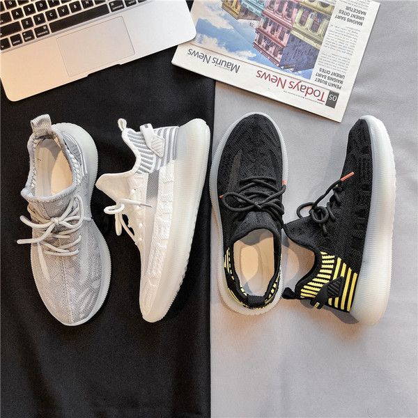 Adidași pentru bărbați respirabili din material textil cu talpă plată