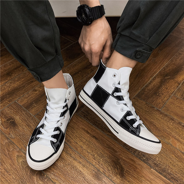 Tenisi bărbați din material textil în două culori cu talpă plată