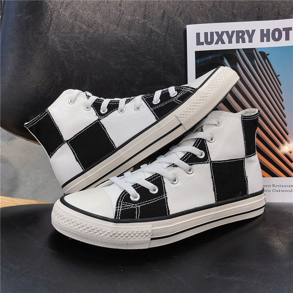 Tenisi bărbați din material textil în două culori cu talpă plată