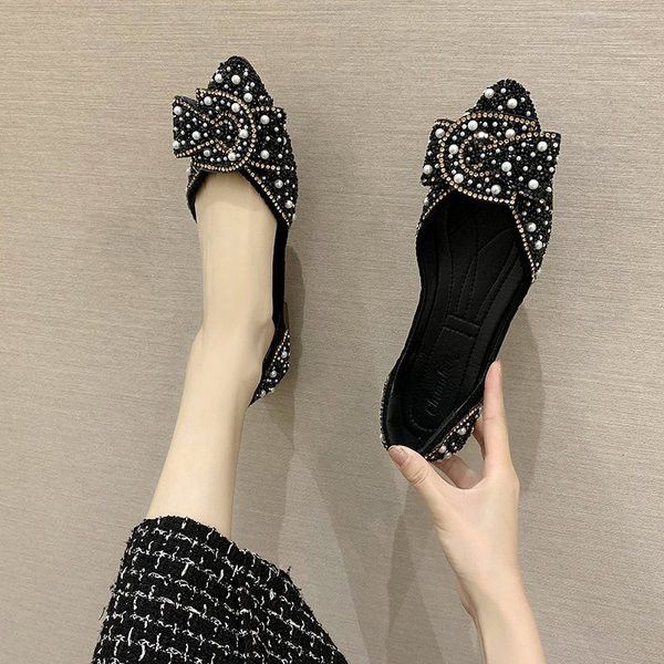 Pantofi moderni de dama cu perle si pietre