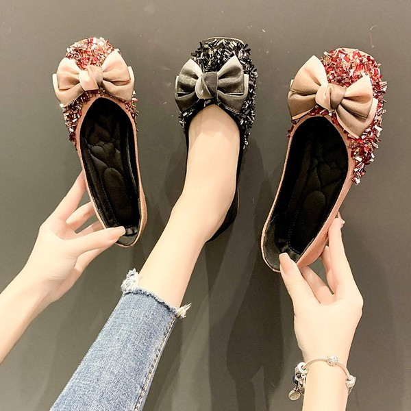 Pantofi eleganti de dama cu panglica si paiete