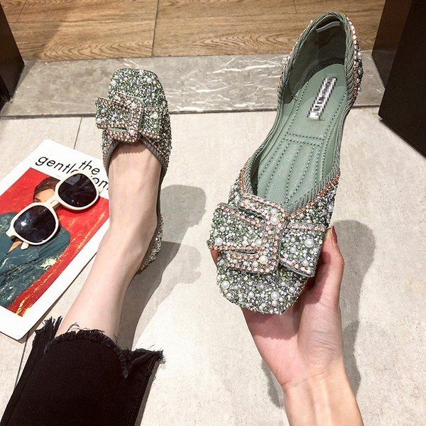 Pantofi moderni de dama cu pietre si talpa plate