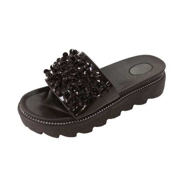 Papuci dama cu talpa inalta si element paiete