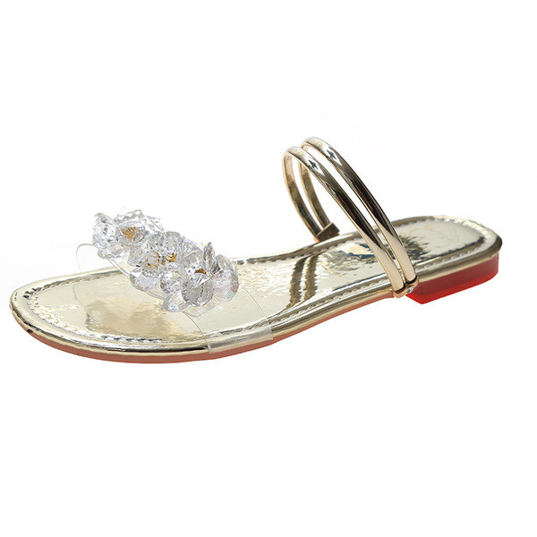 Sieviešu čības ar plakanu zoli un 3D ziediem