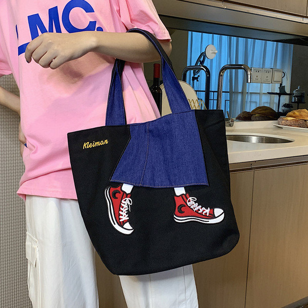 Ikdienas sieviešu soma no tekstila plata modeļa