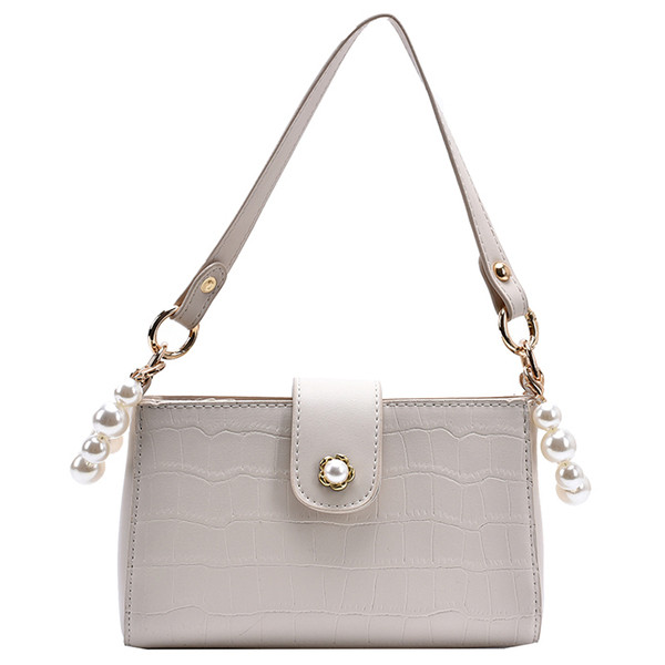 Stilīga sieviešu soma no eko ādas ar dekoratīvām pērlēm