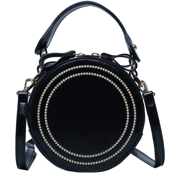 Apaļa sieviešu soma ar cilpām un rāvējslēdzējiem