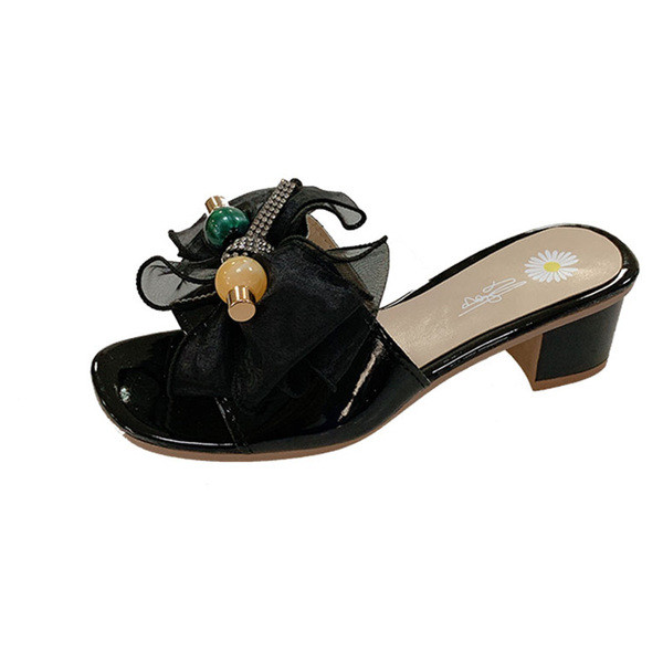 Sieviešu čības ar kvadrātveida papēdi un tillu