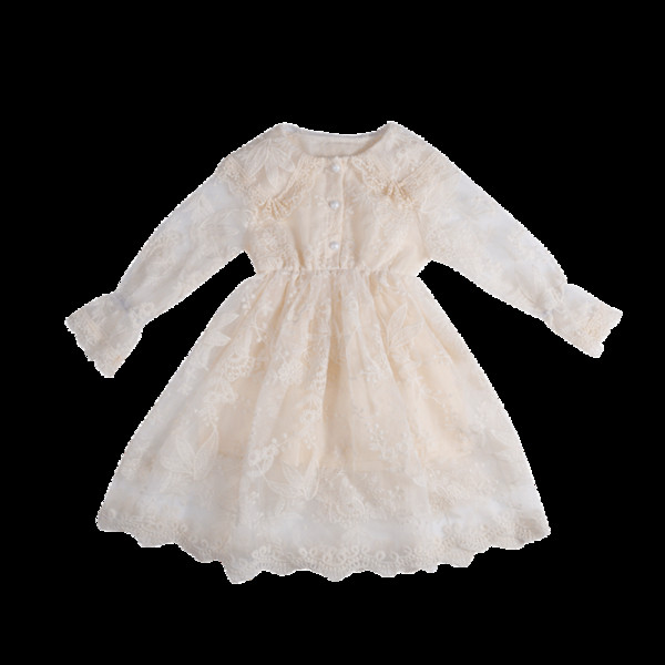 Moderna bērnu kleita ar izšuvumiem un garām piedurknēm