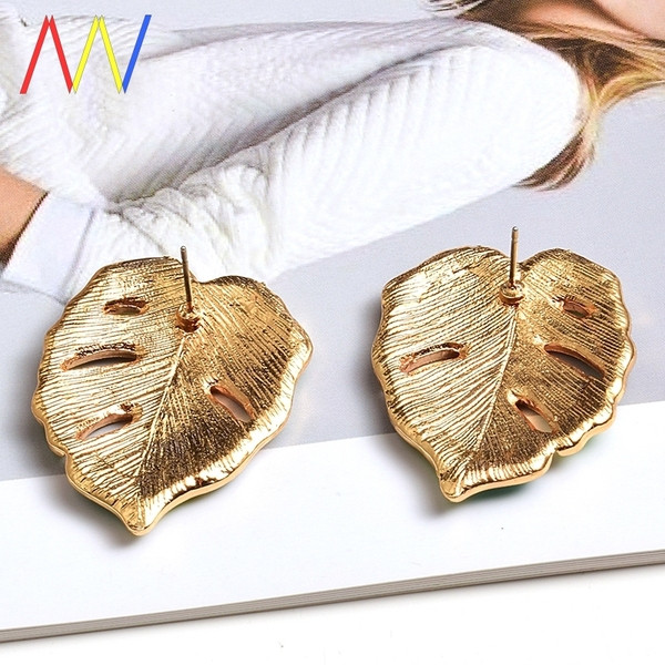 Moderni sieviešu krāsaini auskari lapiņas formā