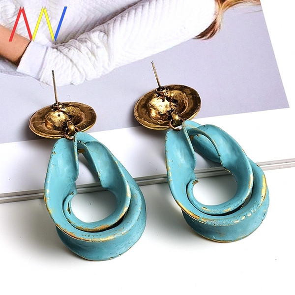 Zili retro sieviešu auskari