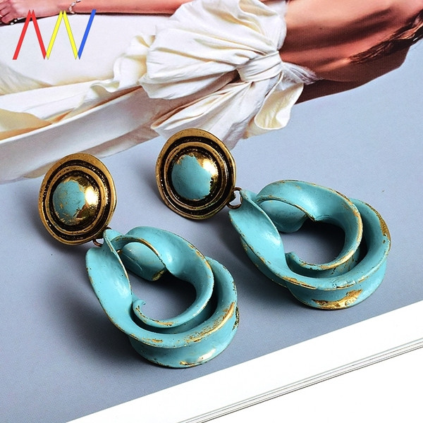 Zili retro sieviešu auskari