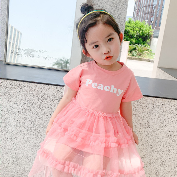 Ikdienas bērnu kleita ar tillu un uzrakstu