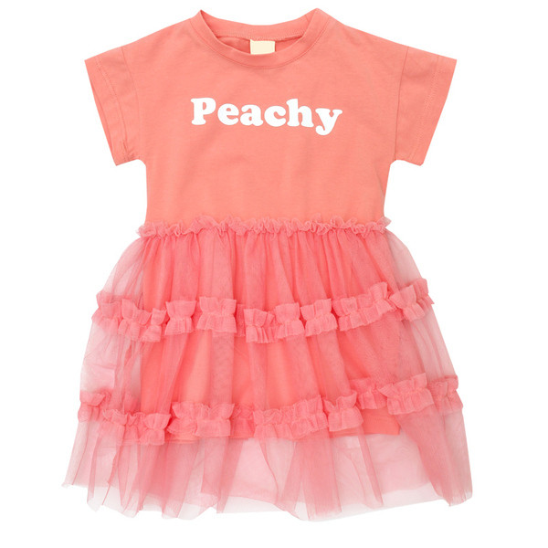 Ikdienas bērnu kleita ar tillu un uzrakstu