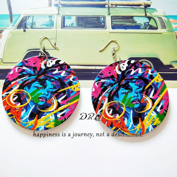 Daudzkrāsaini sieviešu apaļie auskari