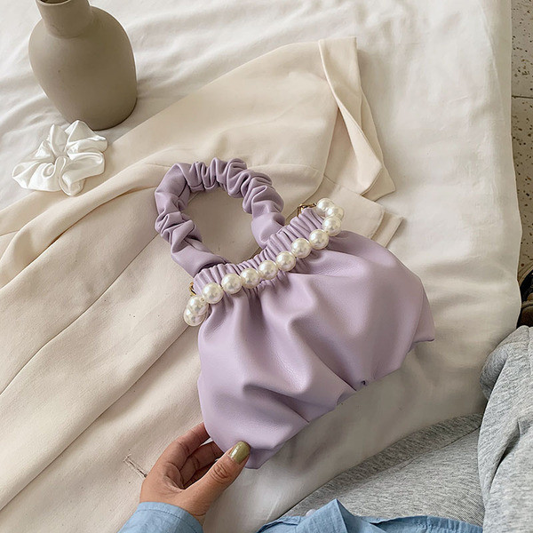 Stilīga sieviešu maza somiņa no eko ādas ar dekoratīvām pērlēm