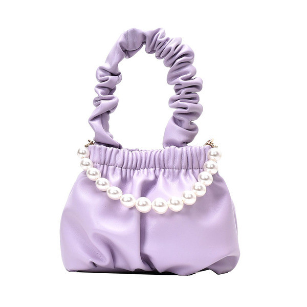 Stilīga sieviešu maza somiņa no eko ādas ar dekoratīvām pērlēm