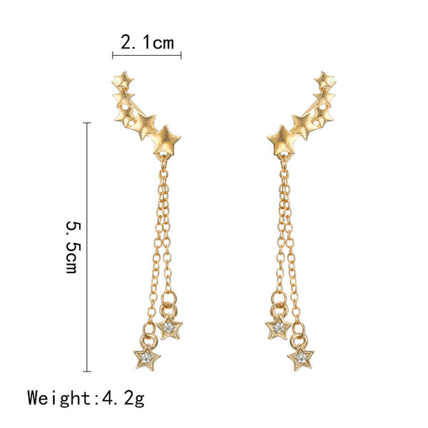 Moderni sieviešu karājoši auskari ar zvaigznēm