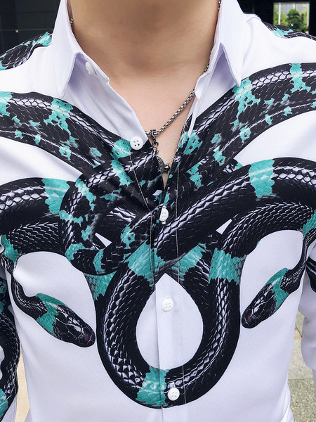 Új modell férfi ing hosszú ujjú színes mintával