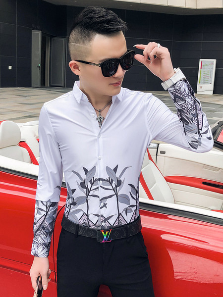 Modern férfi ing Slim mintával, mintával