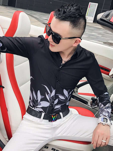 Modern férfi ing Slim mintával, mintával