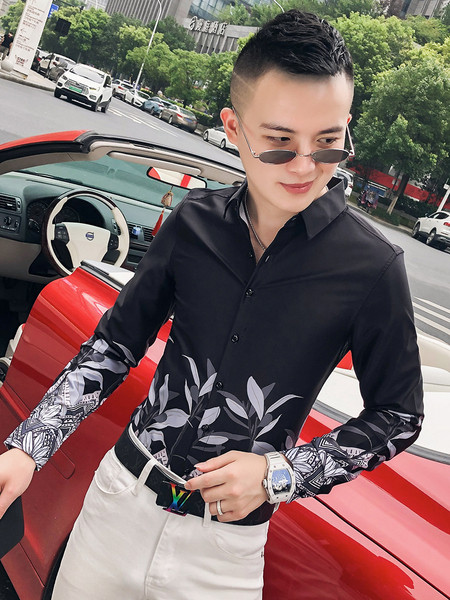 Modern férfi ing Slim mintával, mintával