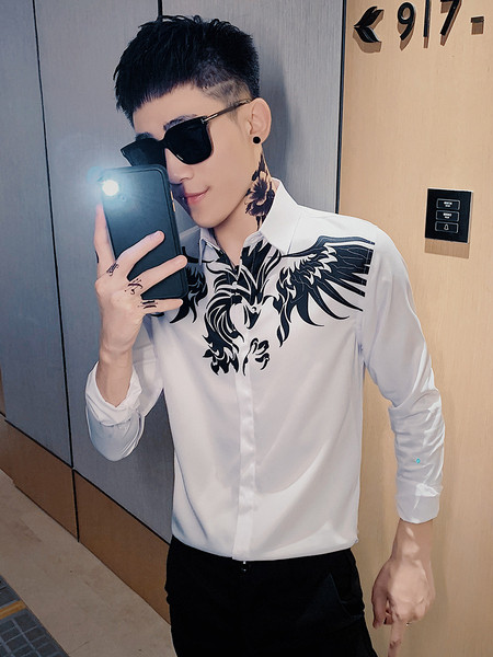 Új modell férfi ing felirattal és nyomattal