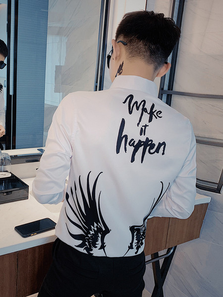 Új modell férfi ing felirattal és nyomattal