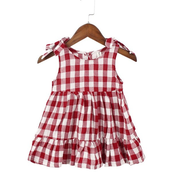 Kockás gyerekruha szalagokkal