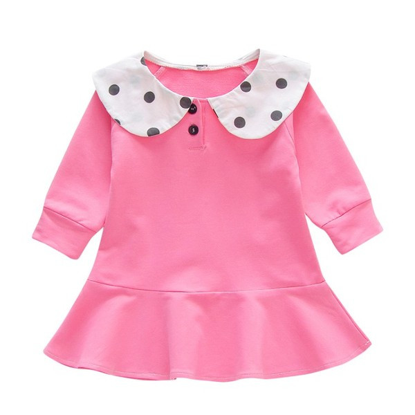 Ikdienas bērnu kleita ar lielu apkakli ar punktiem