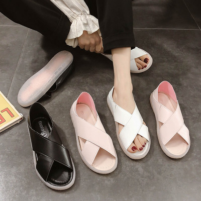 Кожени дамски сандали ежедневен модел 