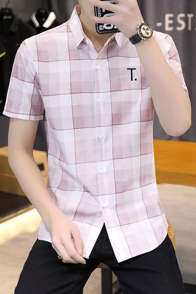 Modern férfi kockás ing rövid ujjal