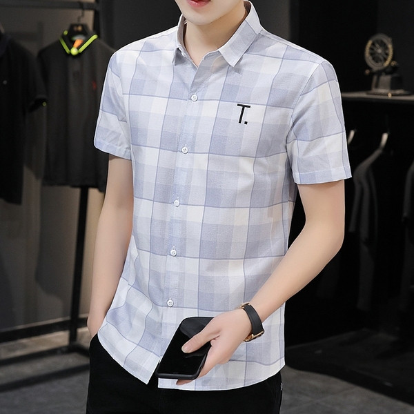 Modern férfi kockás ing rövid ujjal