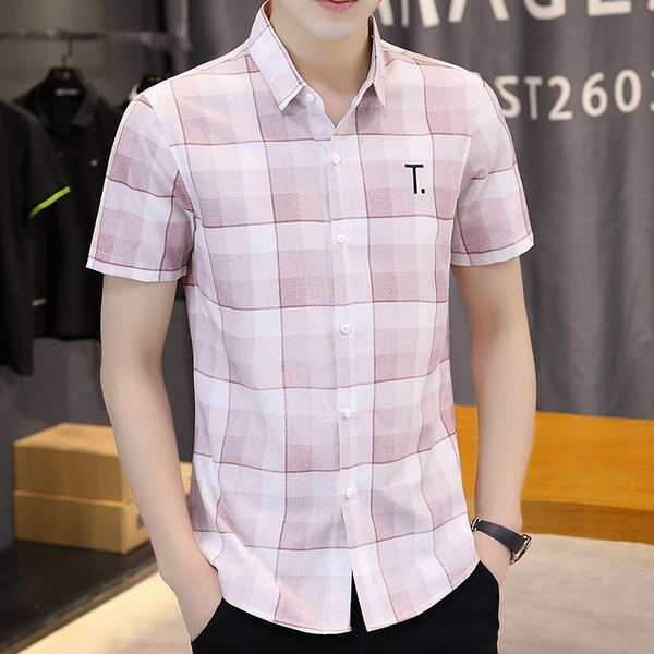 Modern férfi kockás ing rövid ujjal