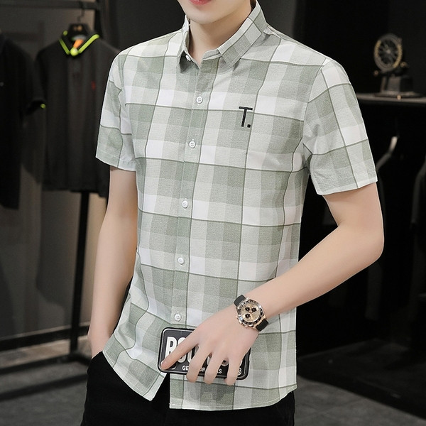 Modern férfi kockás ing rövid ujjal