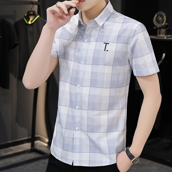 Modern férfi kockás ing rövid ujjal