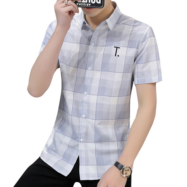 Modern férfi kockás ing rövid ujjal