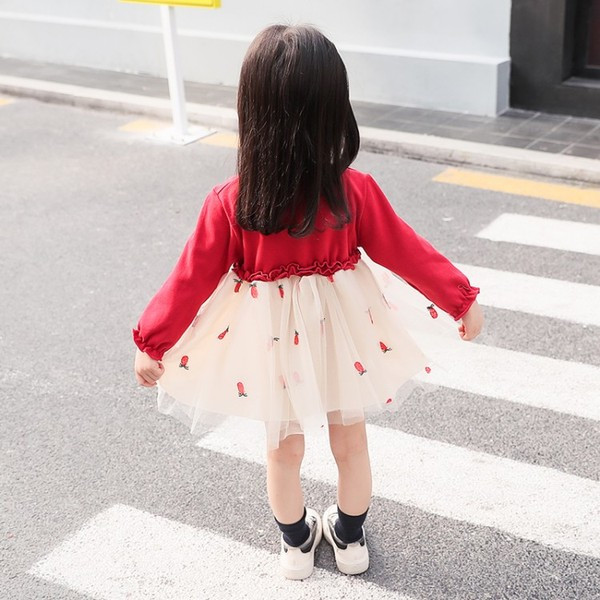 Tavaszi-őszi gyerekruha tüllel és gombokkal