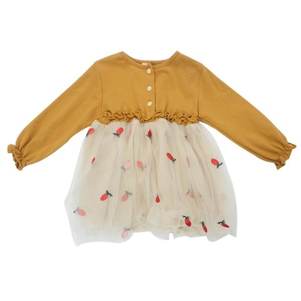 Tavaszi-őszi gyerekruha tüllel és gombokkal