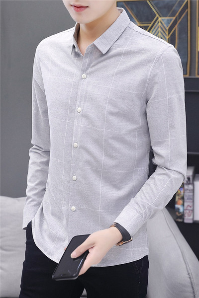 Új modell férfi ing hosszú ujjal és klasszikus gallérral