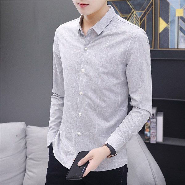 Új modell férfi ing hosszú ujjal és klasszikus gallérral