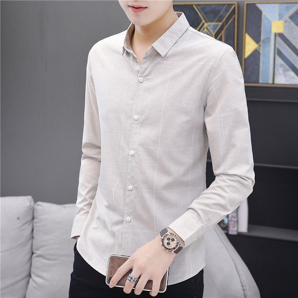 Új modell férfi ing hosszú ujjal és klasszikus gallérral